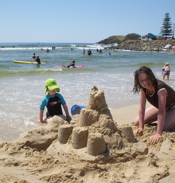 Children playing at the beach